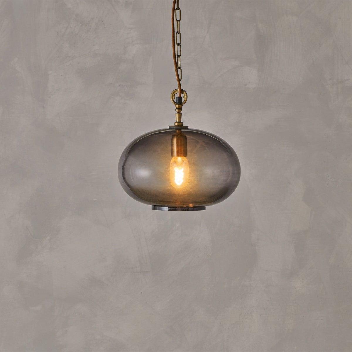 Otoro Small Round Recycled Glass Pendant Light - Smoke