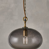 Otoro Small Round Recycled Glass Pendant Light - Smoke