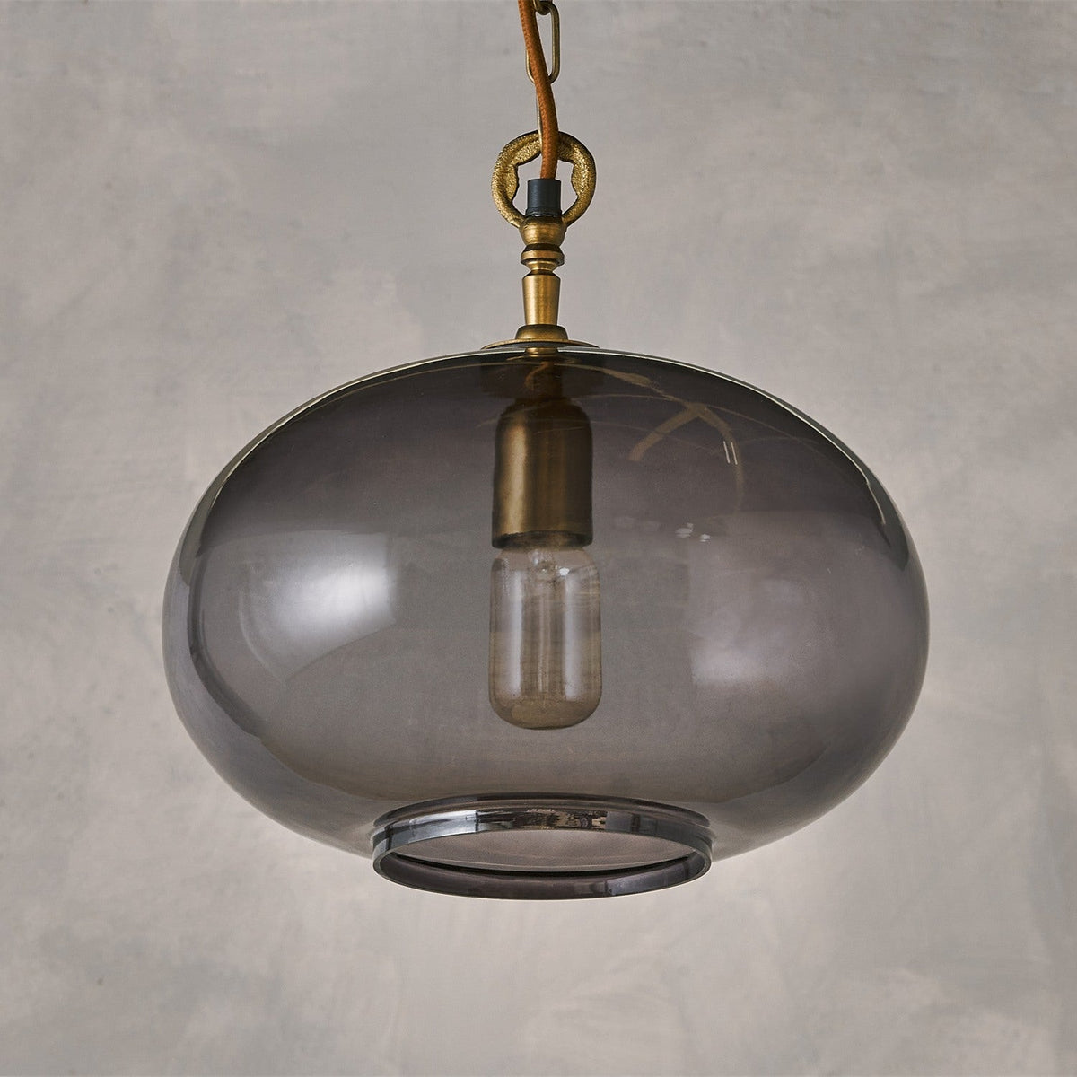 Otoro Small Round Recycled Glass Pendant Light - Smoke