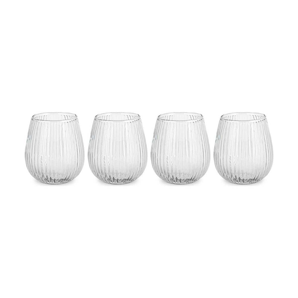 Otuba Ribbed Recycled Glass Tumblers - Clear - Set of 4