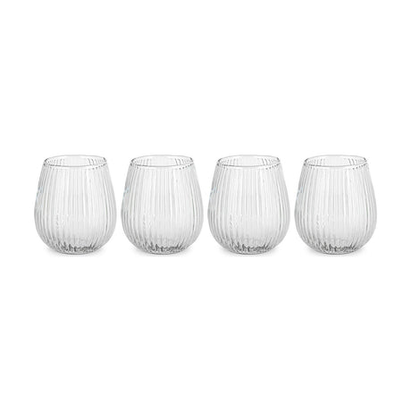 Otuba Ribbed Recycled Glass Tumblers - Clear - Set of 4