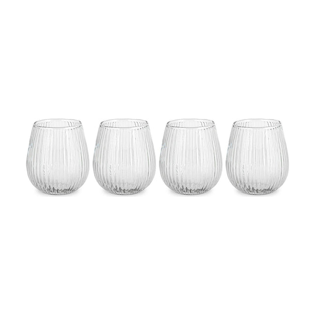 Otuba Ribbed Recycled Glass Tumblers - Clear - Set of 4