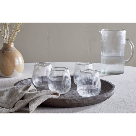 Otuba Ribbed Recycled Glass Tumblers - Clear - Set of 4