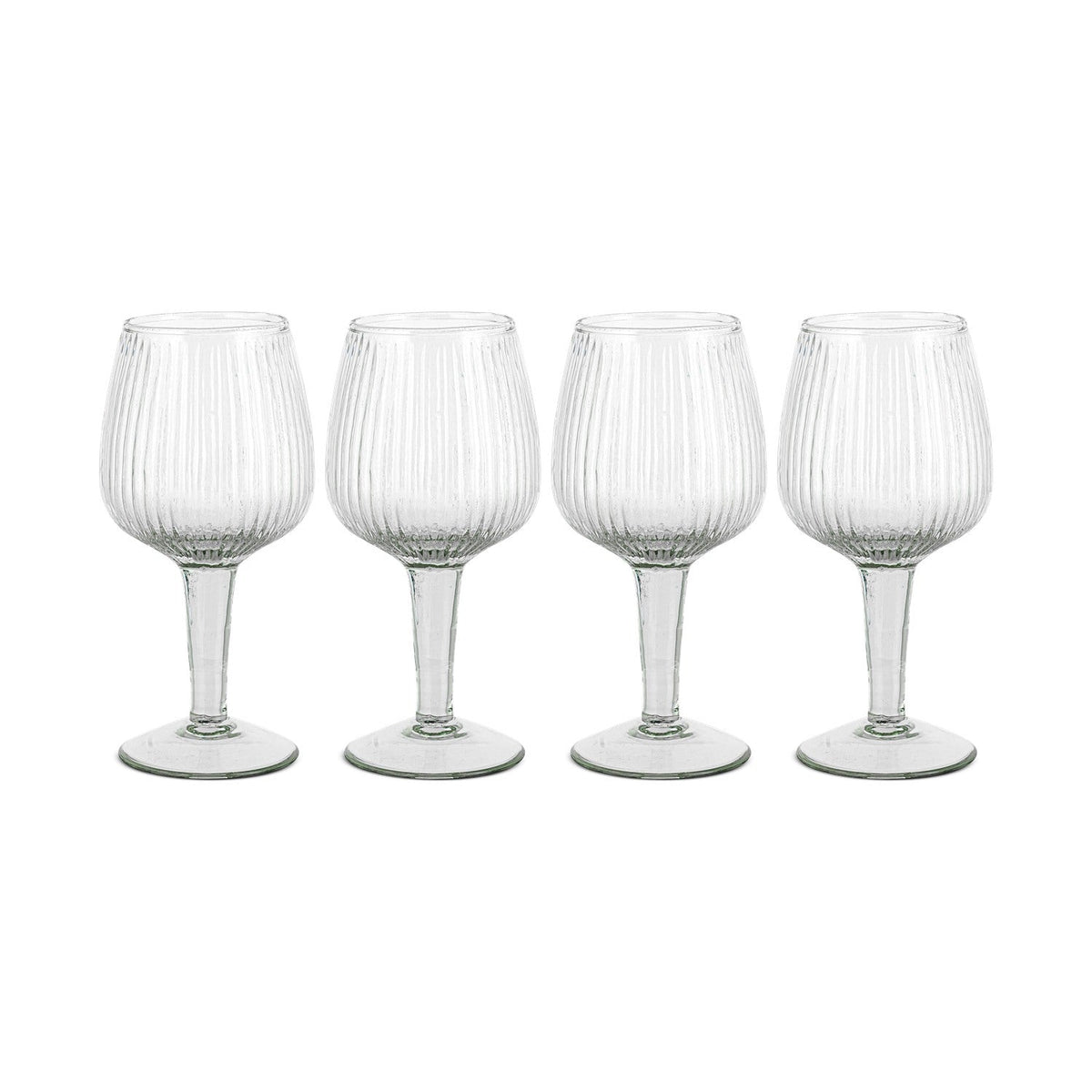 Otuba Ribbed Wine Glasses - Clear - Set of 4