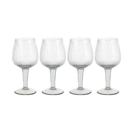 Otuba Ribbed Wine Glasses - Clear - Set of 4