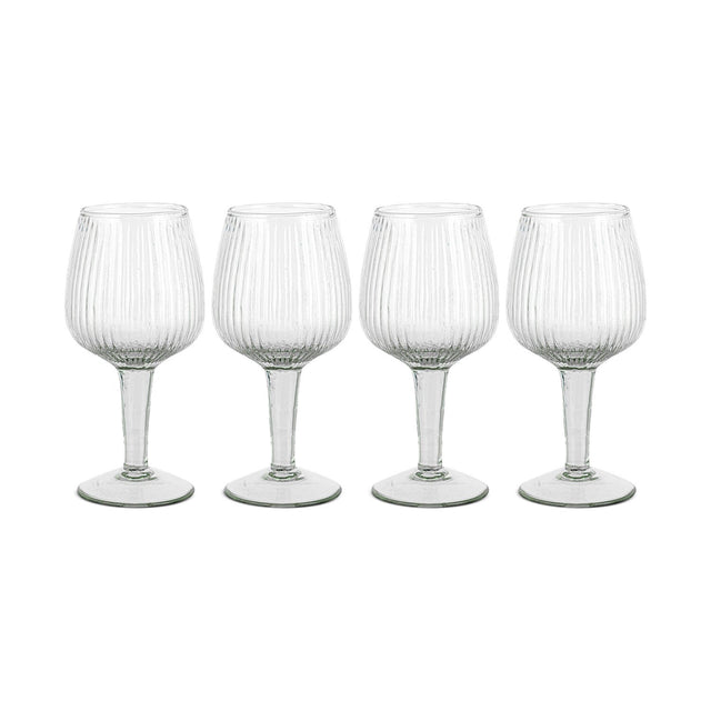 Otuba Ribbed Wine Glasses - Clear - Set of 4