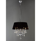 Olivia 50cm 5 Light Crystal Chandelier - Chrome With Black Shade