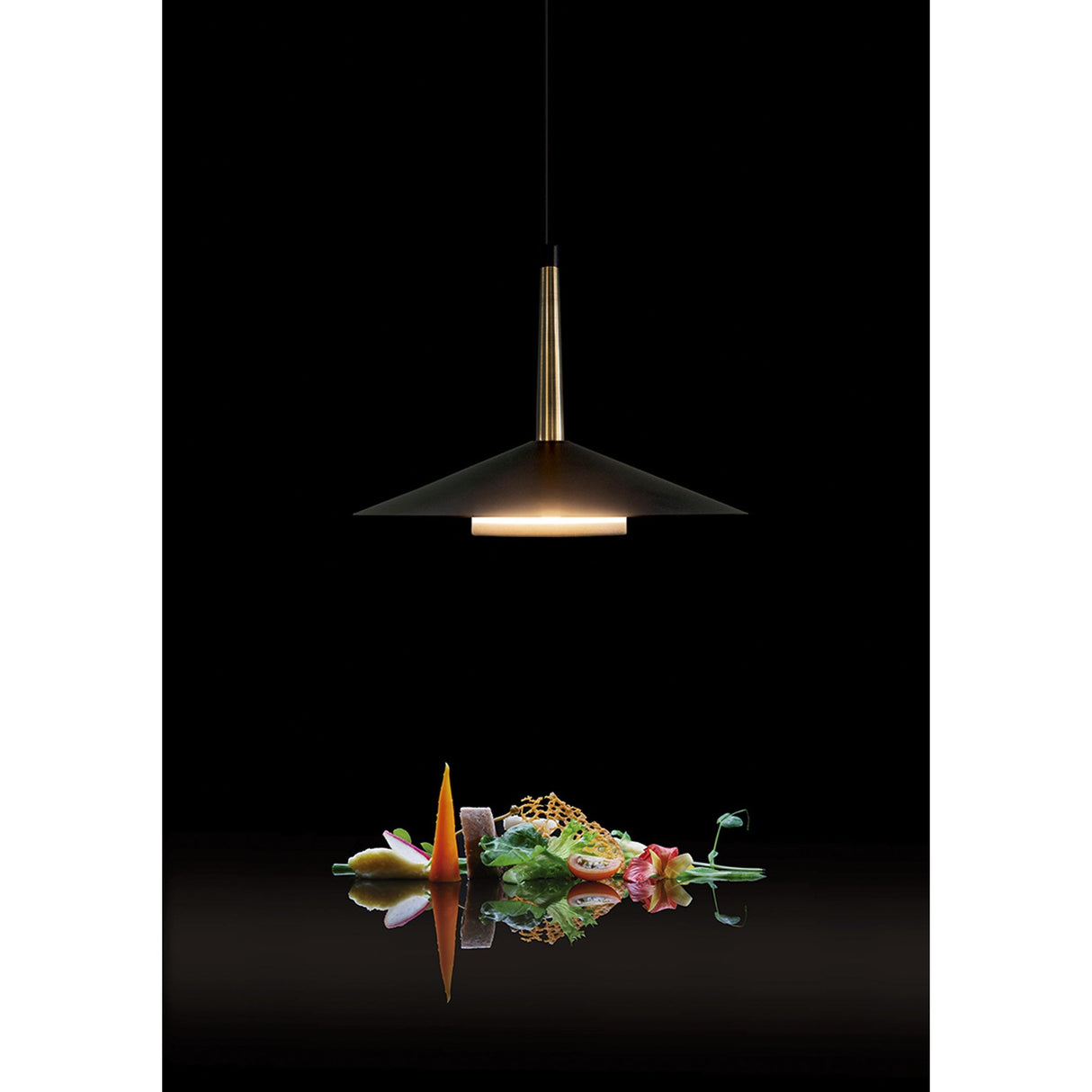 Orion 25cm 1 Light LED Pendant Light 8W 3000K - Black & Antique Brass