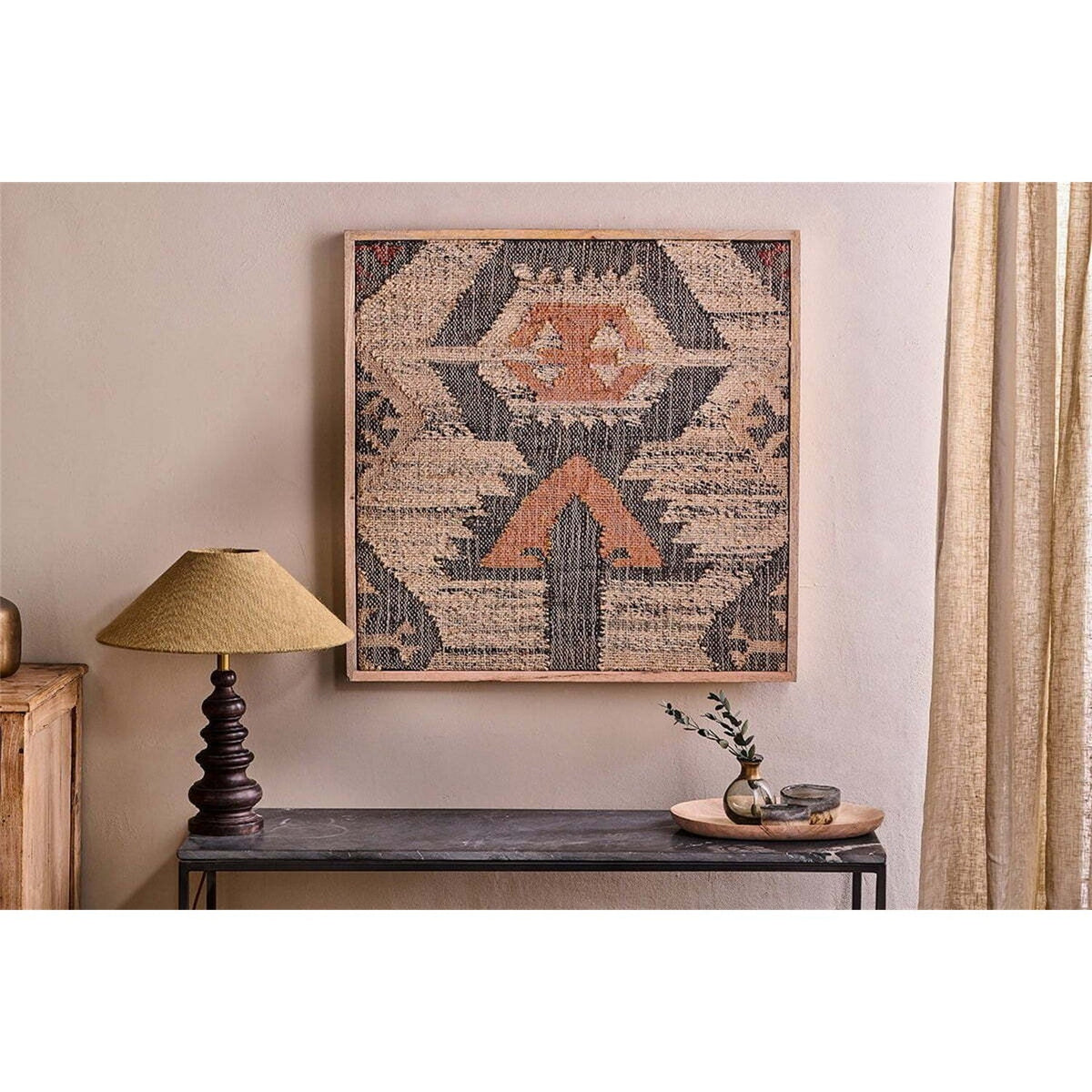 Pemali Kilim Wall Art - Natural, Rust & Charcoal