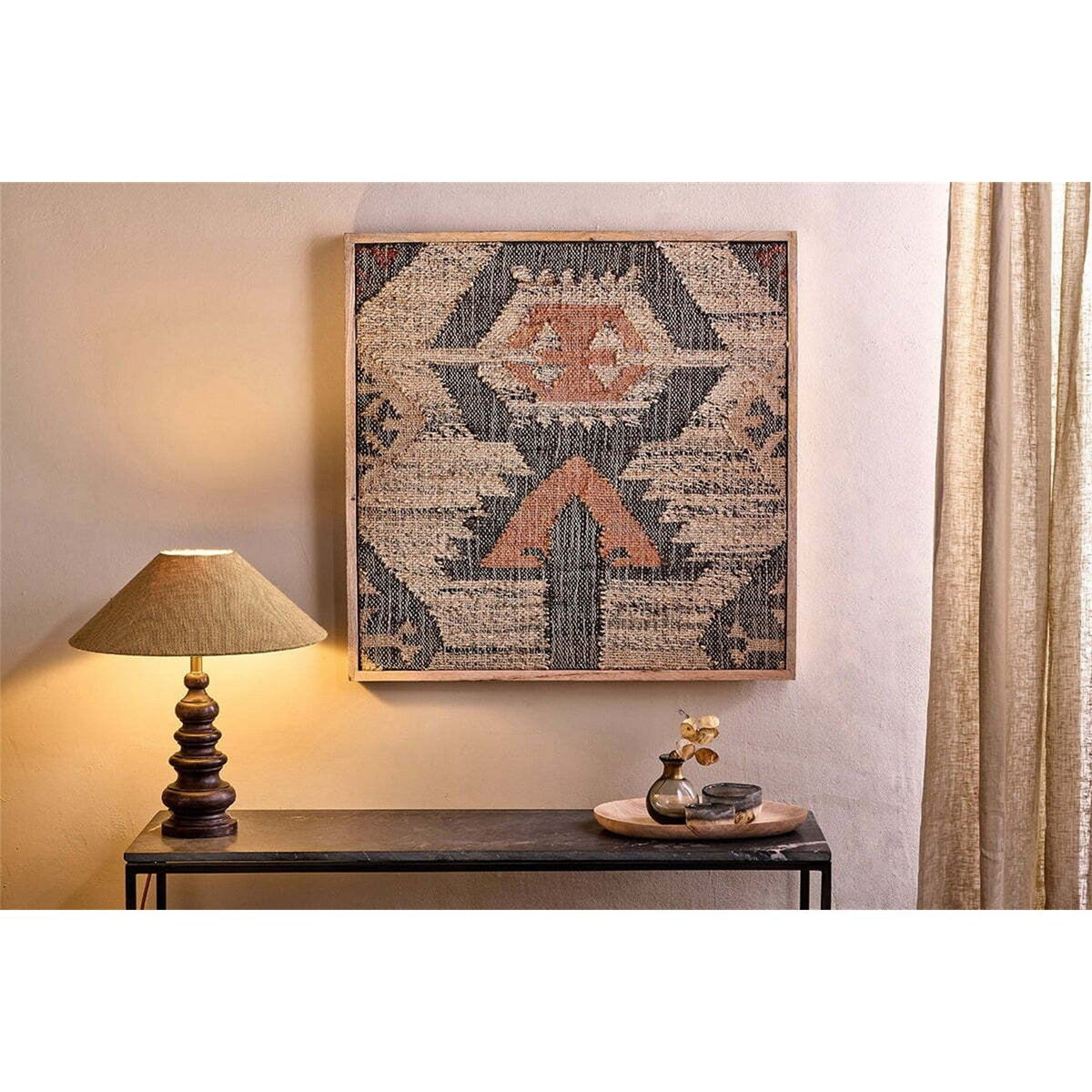 Pemali Kilim Wall Art - Natural, Rust & Charcoal