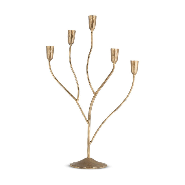 Palani Large Cast Aluminium Candelabra - Antique Brass