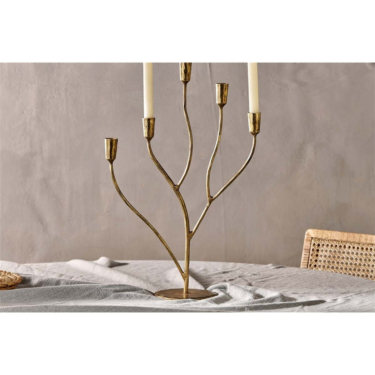 Palani Large Cast Aluminium Candelabra - Antique Brass