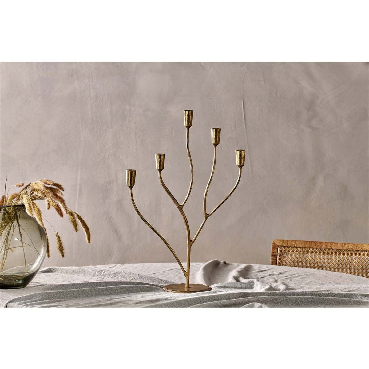 Palani Large Cast Aluminium Candelabra - Antique Brass