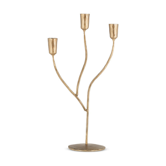 Palani Small Cast Aluminium Candelabra - Antique Brass