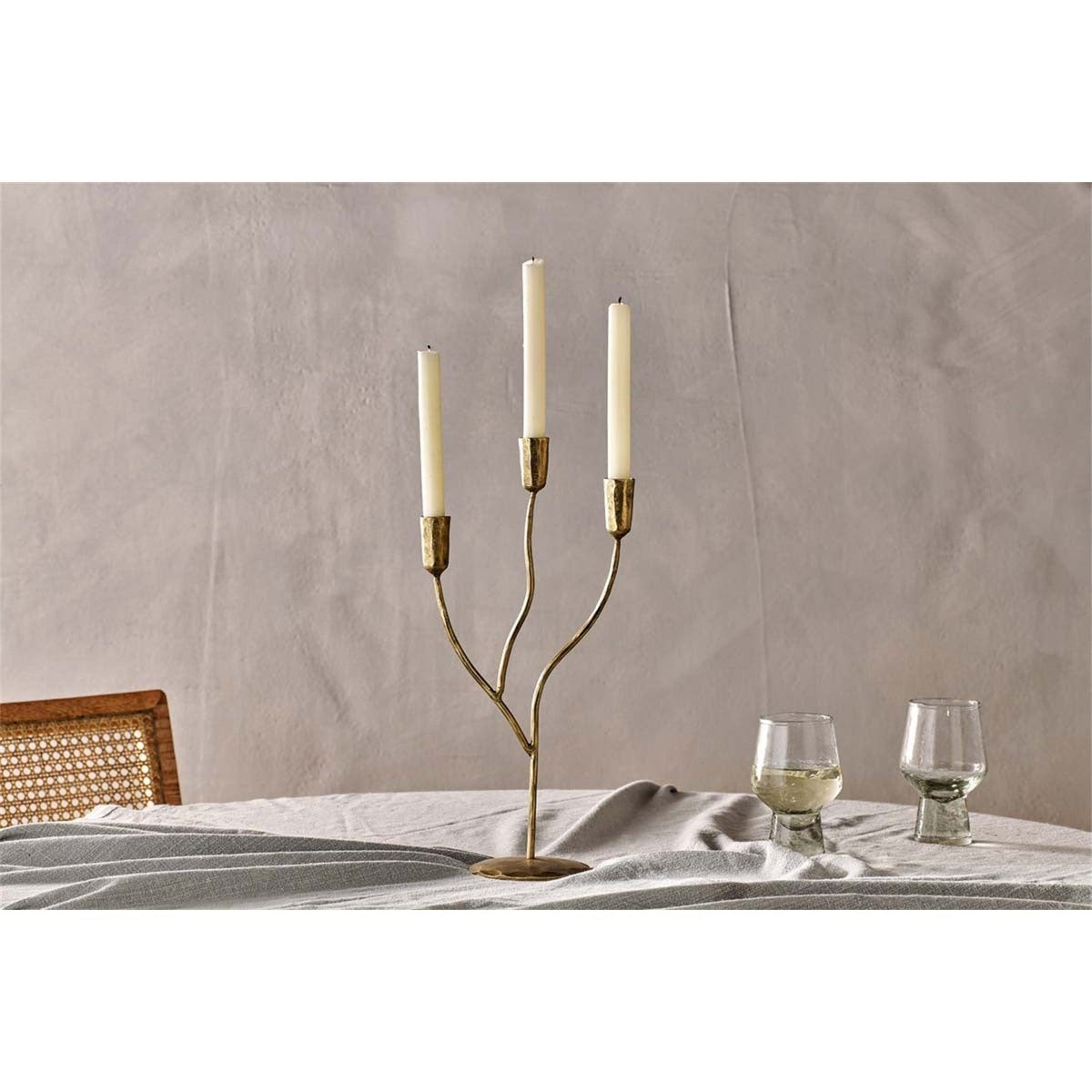 Palani Small Cast Aluminium Candelabra - Antique Brass