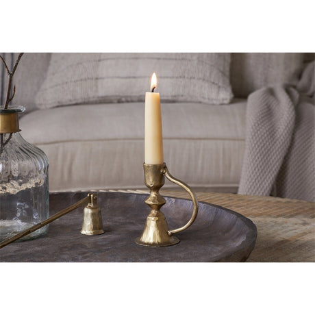 Prema Hammered Candle Holder - Antique Brass