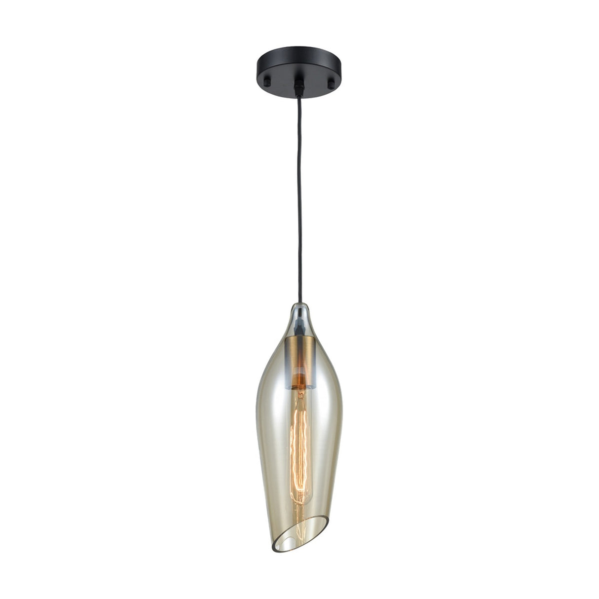 Taper pendant light in amber finish