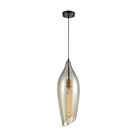 Taper pendant light in amber finish