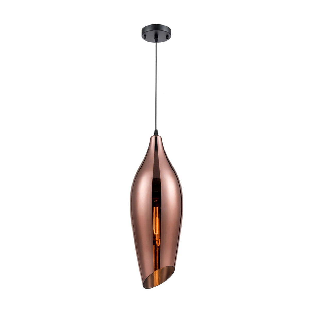 Taper pendant light in copper finish
