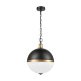 Hemisphere 3 light pendant light in black and gold finish