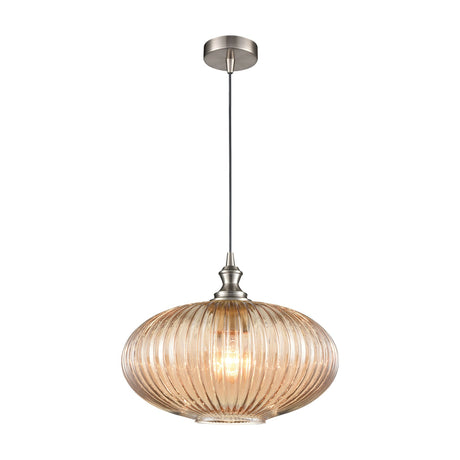 Refract pendant light in satin nickel finish