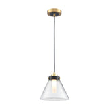 Conica pendant light in black and brass finish