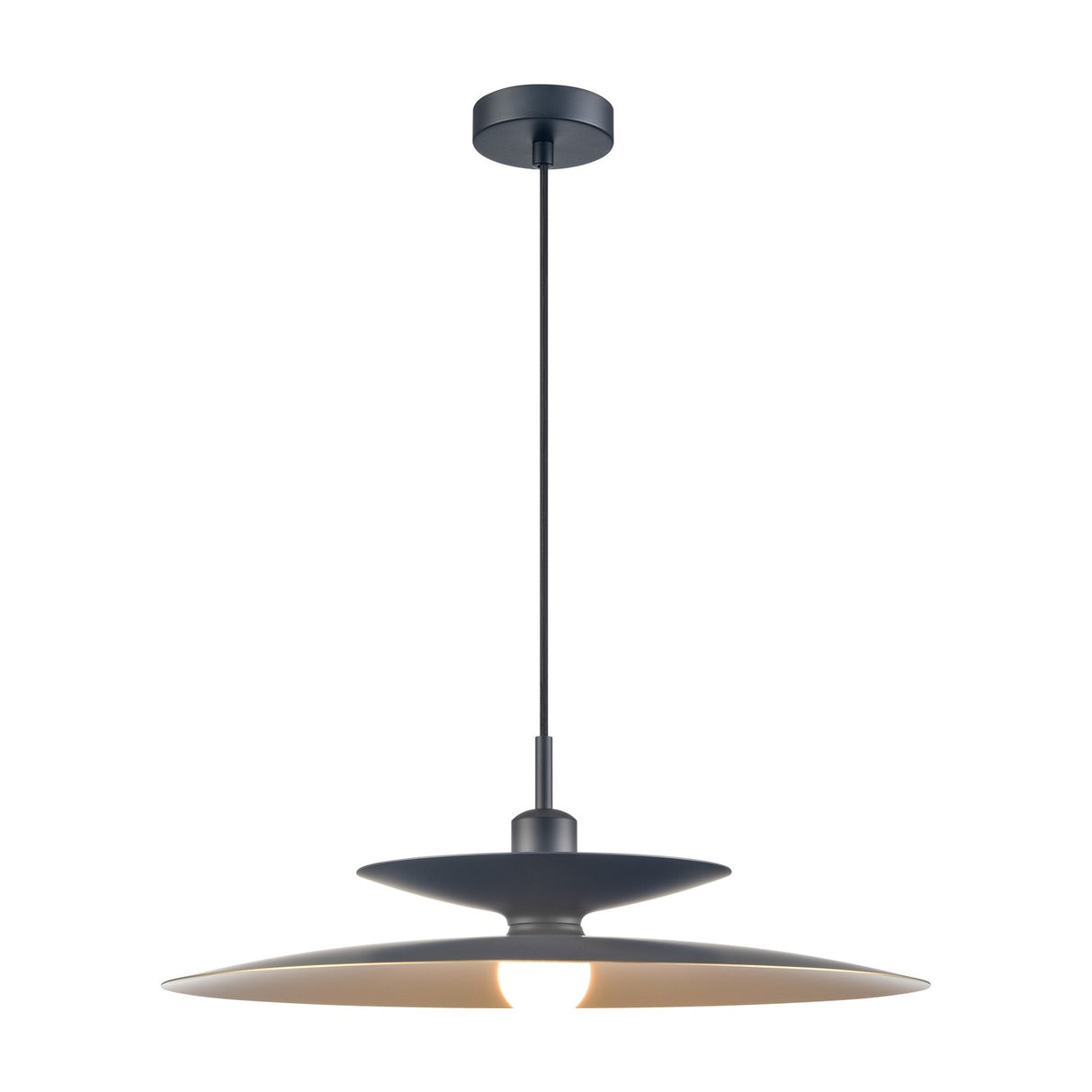 Cymbal pendant light in black and gold finish