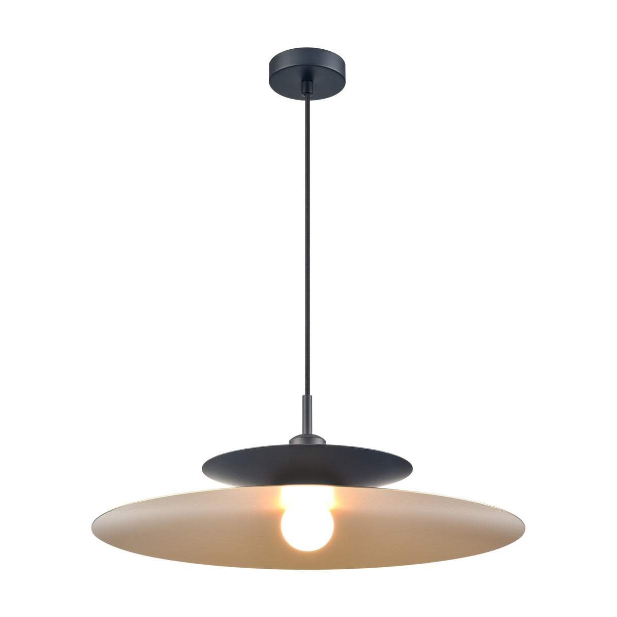 Cymbal pendant light in black and gold finish, alternative view