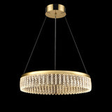 Victoria chandelier in gold finish, shown on a dark background