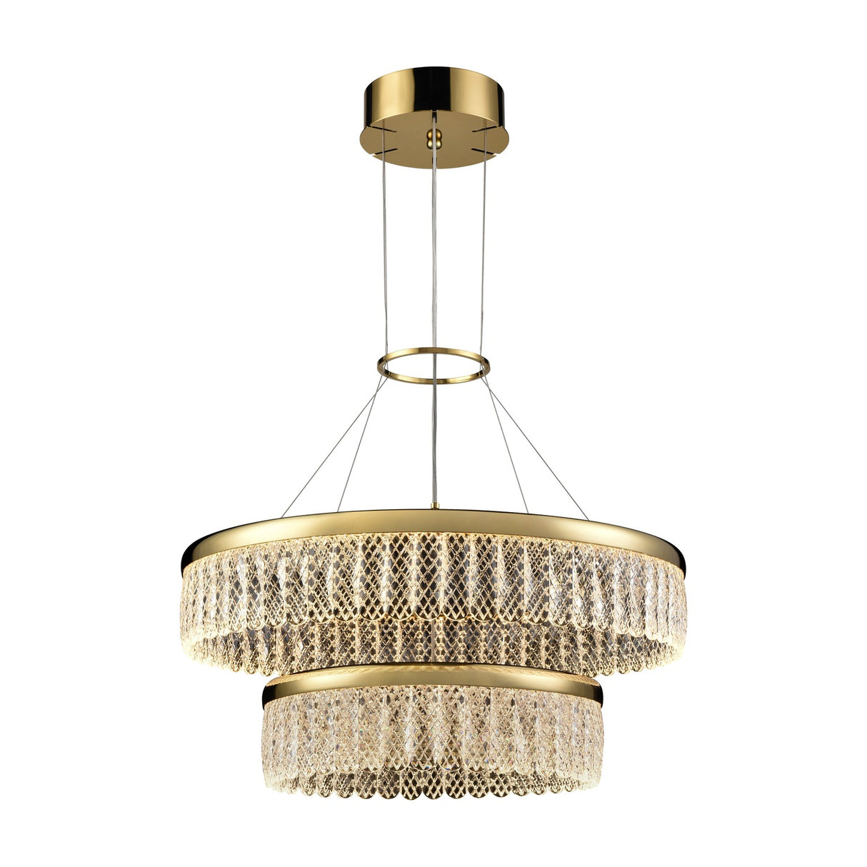 Victoria 2 light chandelier in gold finish, alternative view