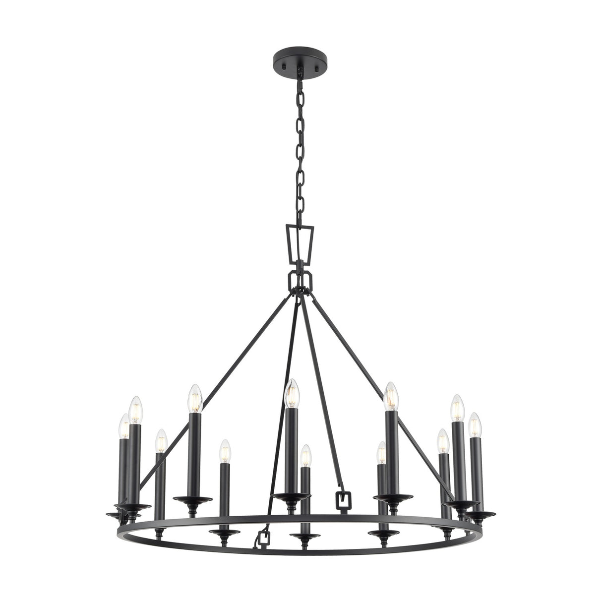 Tudor 12 light chandelier in black finish
