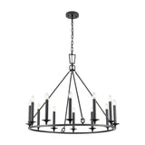 Tudor 12 light chandelier in black finish