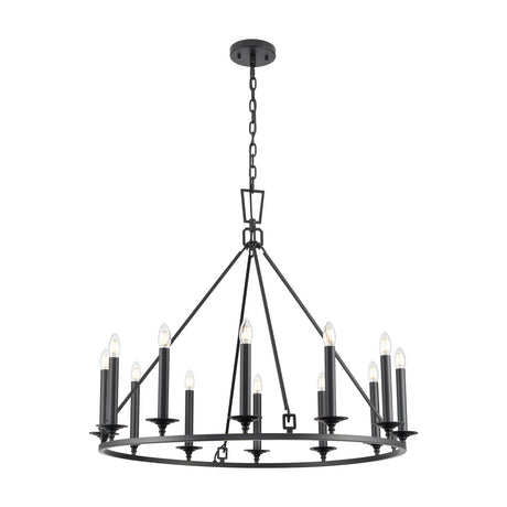 Tudor 12 light chandelier in black finish
