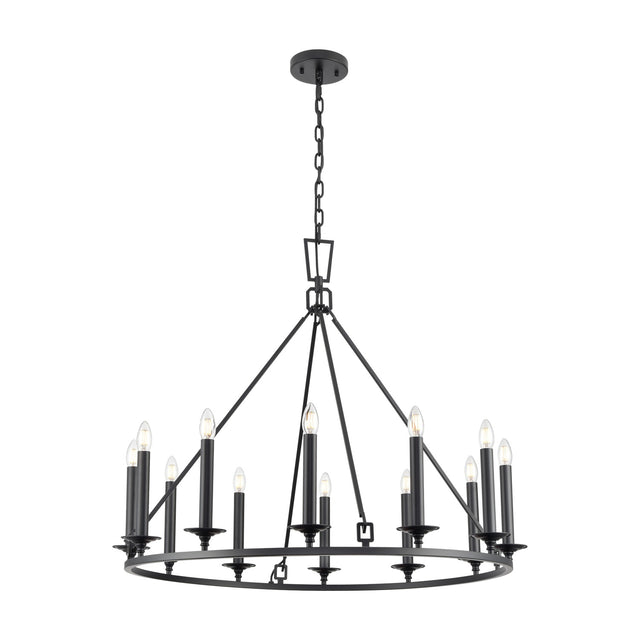 Tudor 12 light chandelier in black finish