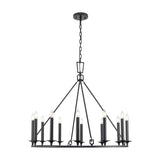 Tudor 12 light chandelier in black finish, alternative view