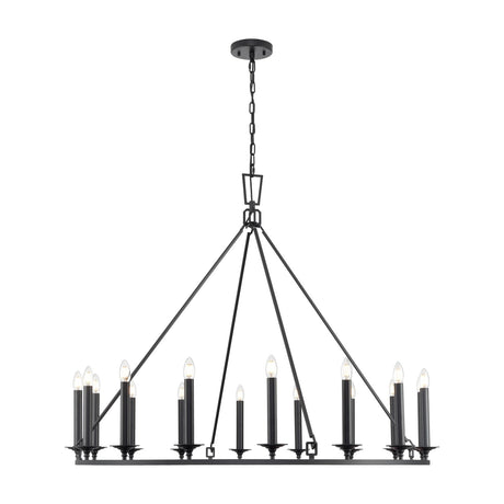 Tudor 16 light chandelier in black finish, alternative view