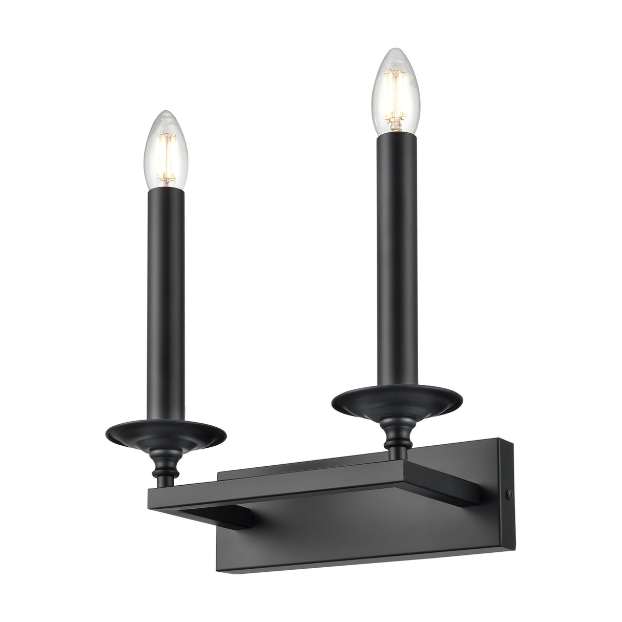 Tudor 2 light wall light in black finish, alternative view