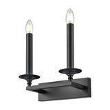 Tudor 2 light wall light in black finish, alternative view