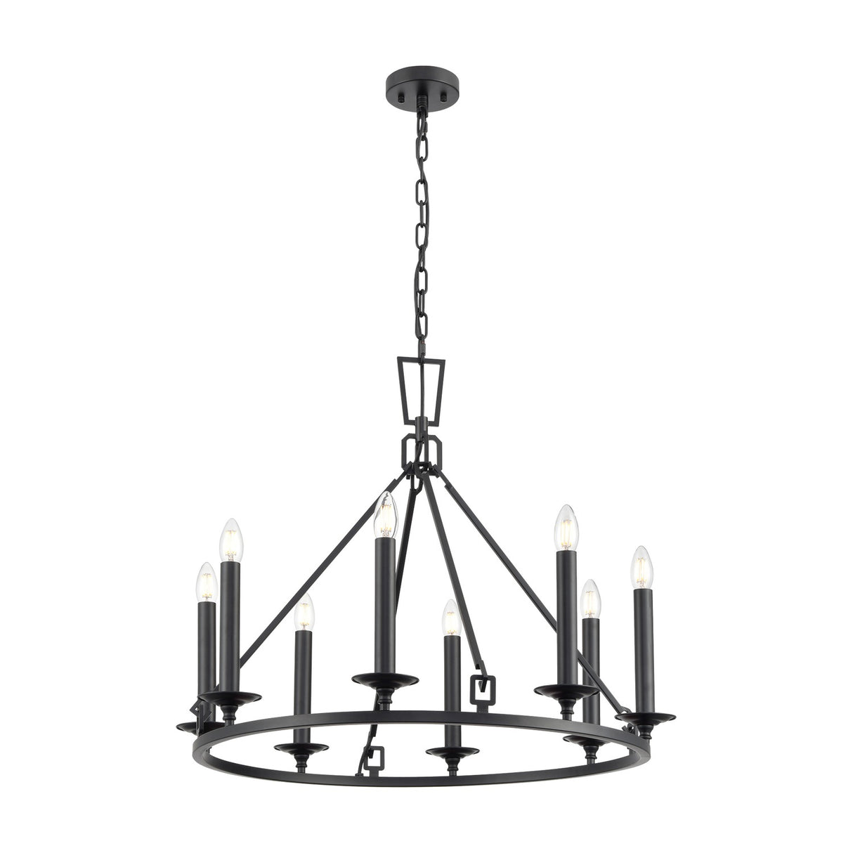 Tudor 8 light chandelier in black finish
