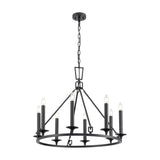 Tudor 8 light chandelier in black finish