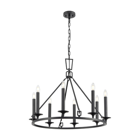 Tudor 8 light chandelier in black finish