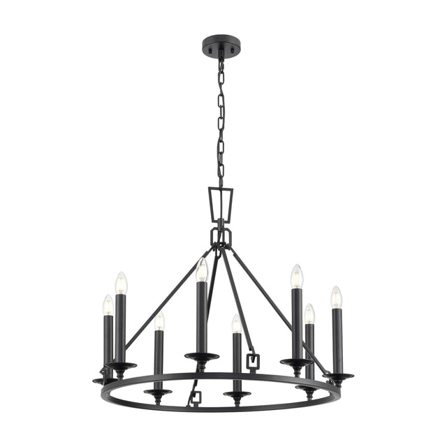 Tudor 8 light chandelier in black finish