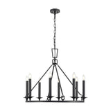 Tudor 8 light chandelier in black finish, alternative view