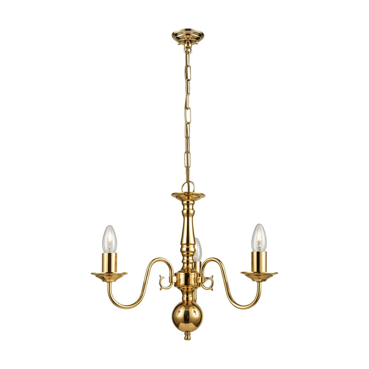 Delft 3 light pendant light in polished brass finish