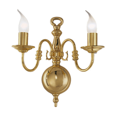 Delft 2 light wall light in polished brass finish