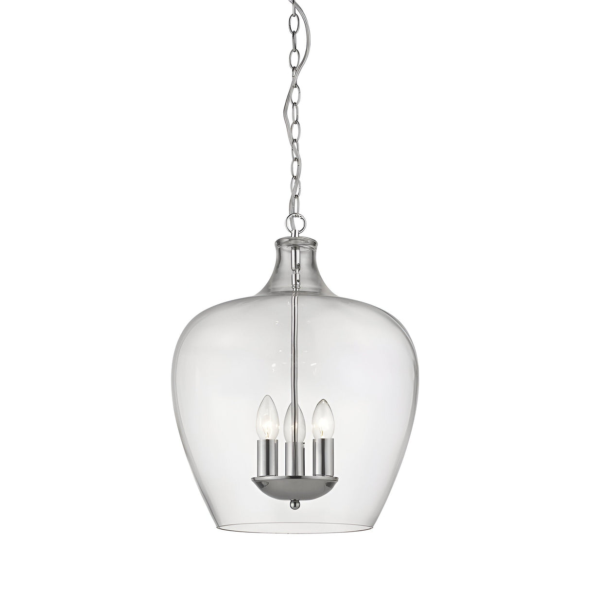 Vesa 3 Light Clear Glass Pendant Light - Chrome