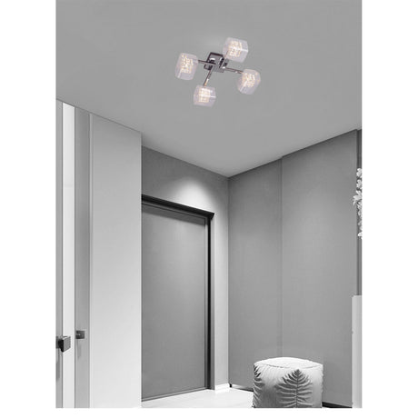 Verdale 4 Light Glass & Wire Semi-Flush Light - Chrome