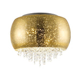 Lunara 3 Light Crystal Flush Light - Gold