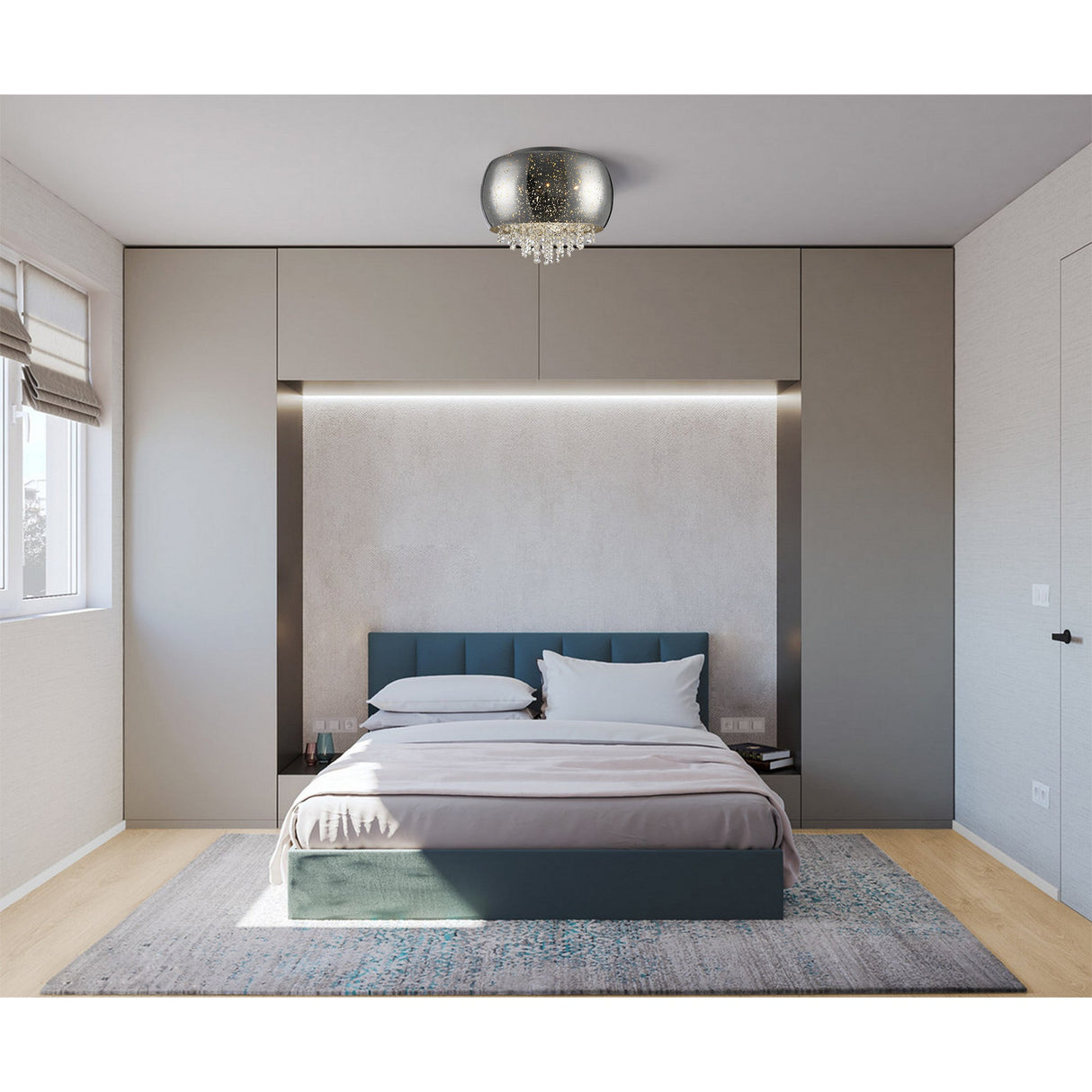 Lunara 3 Light Crystal Flush Light - Chrome