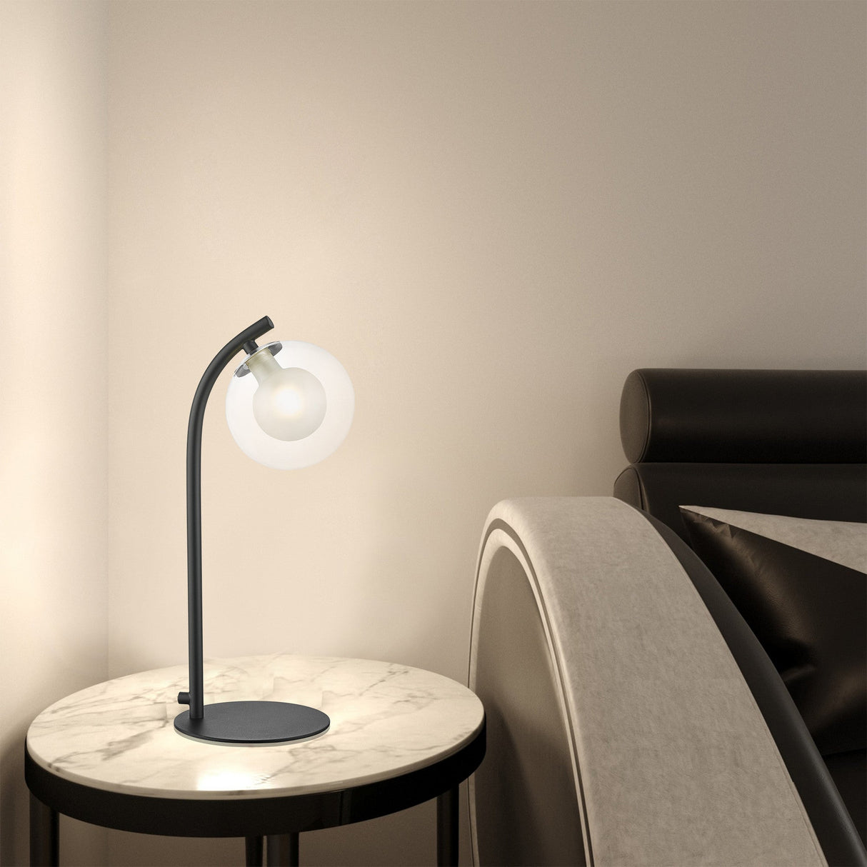 Lumen 6 Light Table Lamp - Chrome/Matt Black